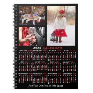 Carnet Calendrier mensuel 2025 Black Custom 3 Photos