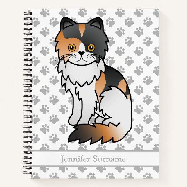Carnet Calico Persian Mignon Chat de Dessin Animé & Texte (Devant)