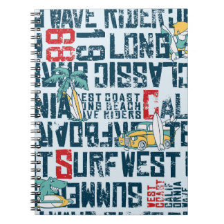 Carnet California Surfing Team : Grunge Seamless Motif.