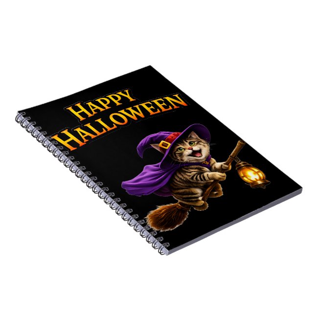 Carnet Call tabby witch kitten whimsical happy Halloween (Côté Droit)