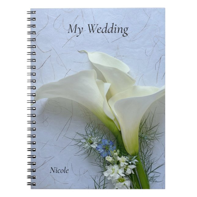 Carnet Calla lys avec nigella et fleurs stocks (Devant)