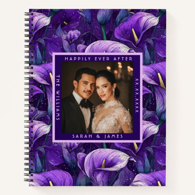 Carnet Callas Violets Blissful Fleur Botanique Mariage (Devant)