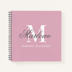 Carnet Calligraphie de monogramme gris rose-rose
