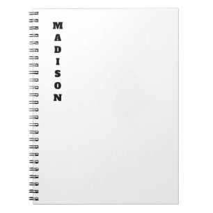 Carnet Calligraphie de nom élégante noir et blanc