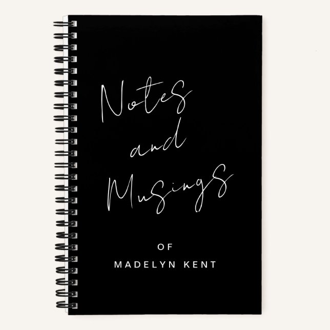 Carnet Calligraphie de script Personnalisé Noir & Blanc (Recto)