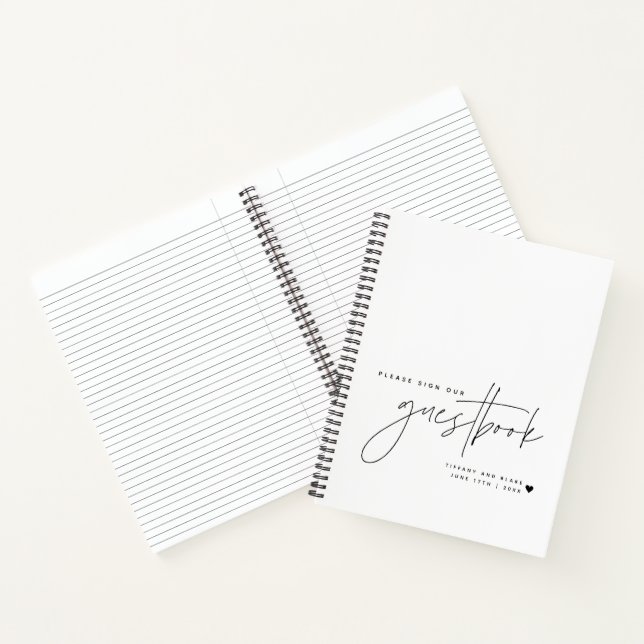 Carnet Calligraphie de texte de mariage blanc invité (Intérieur)