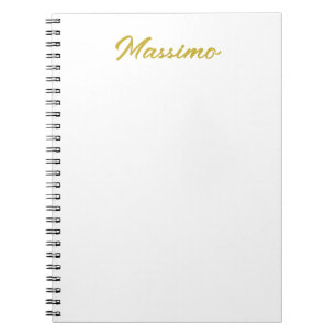 Carnet Calligraphie Élégant Or Blanc Simple Nom