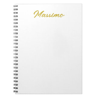 Carnet Calligraphie Élégant Or Blanc Simple Nom