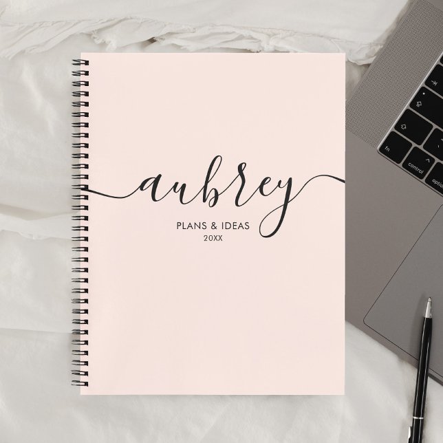 Carnet Calligraphie élégante de monogramme féminin rose (Créateur téléchargé)
