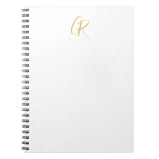 Carnet Calligraphie Monogramme Couleur Or Moderne Simple (Devant)