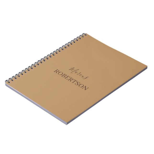 Carnet Calligraphie monogramme marron minimaliste profess (Côté gauche)