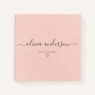 Carnet Calligraphie rose Coeur du monogramme