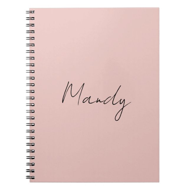 Carnet Calligraphie Rose Gold Élégant Simple Nom (Devant)