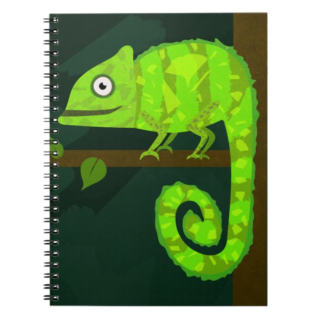 Carnet Caméléon mignon vert (Devant)