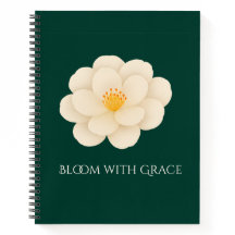 Camélia Blanc Élégant Floral Botanique Vert Foncé