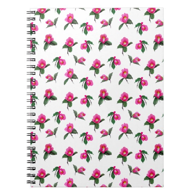 Carnet Camélia rose suce encre et aquarelle peinture (Devant)