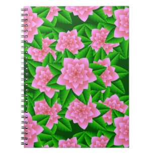 Carnet Camellias rose glace et Feuilles verts