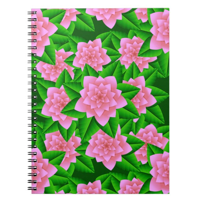 Carnet Camellias rose glace et Feuilles verts (Devant)