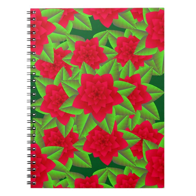 Carnet Camellias rouge foncé et Feuilles verts (Devant)