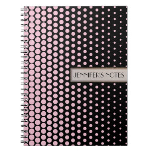 Carnet Cameo Pink Polka Point Élégant Noir moderne