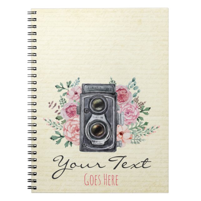 Carnet Caméra photographique vintage Photographe rustique (Devant)