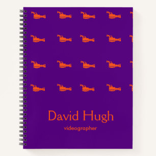 Carnet Caméra vidéo silhouette orange violet