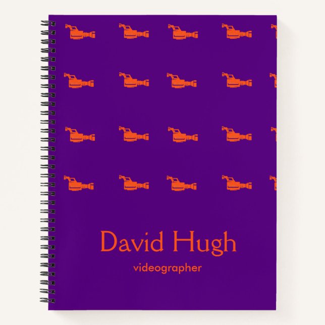 Carnet Caméra vidéo silhouette orange violet (Devant)