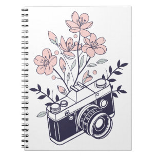 Carnet Caméra vintage avec fleurs - Photographie florale