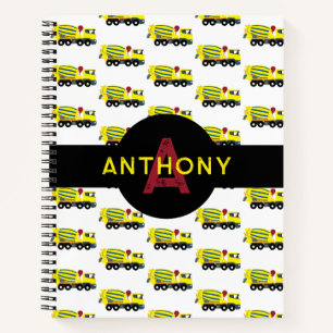 Carnet Camion de chantier béton ciment Enfants Monogramme