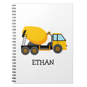 Carnet Camion de chantier mélangeur de ciment jaune Nom p