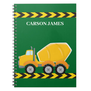 Carnet Camion de construction vert pour garçons personnal
