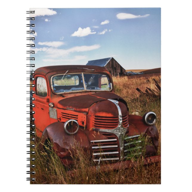 Carnet Camion Dodge orange rouillé avec ferme abandonnée (Devant)