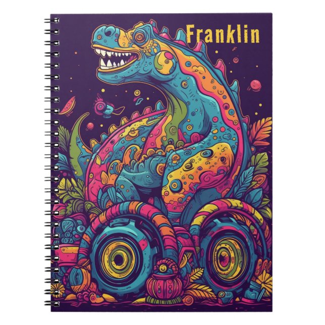 Carnet Camion Monster Dinosaur Coloré Personnalisable (Devant)
