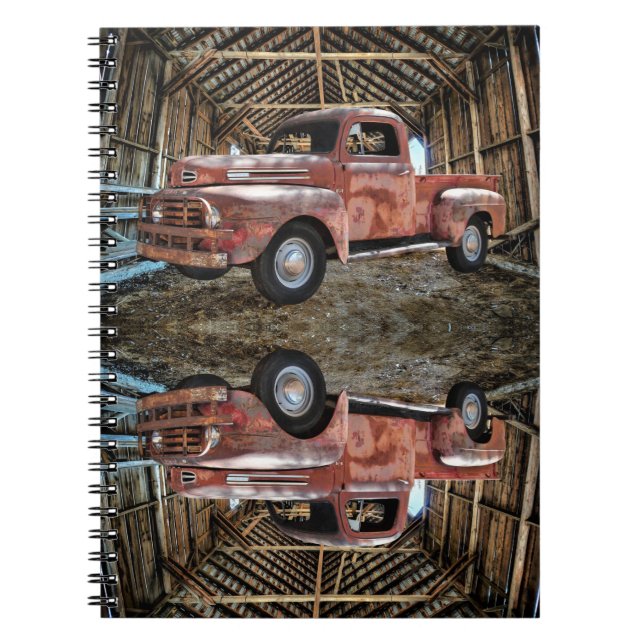 Carnet Camion Rouge Antique Dans Une Étoile Rustique (Devant)
