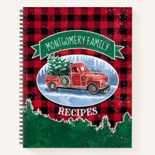 Carnet Camion vintage Rouge Buffalo Plaid Recette vacance