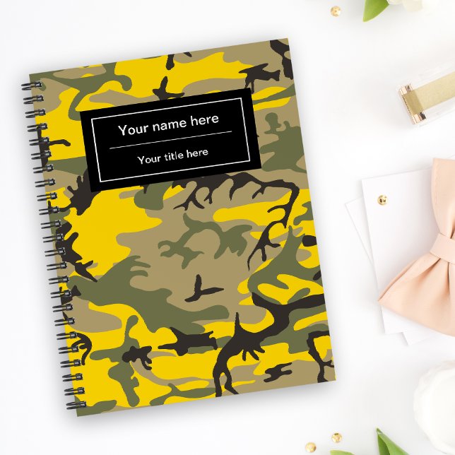Carnet Camo jaune et vert, camouflage, militaire, armée (Créateur téléchargé)