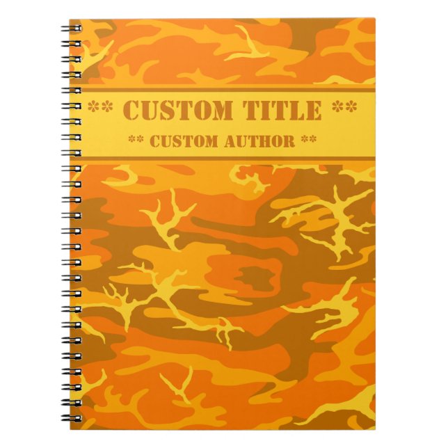 Carnet Camo Orange Automne avec Titre/Bloc Auteur (Devant)