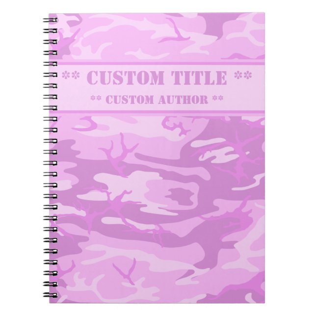 Carnet Camo rose avec titre/bloc auteur (Devant)