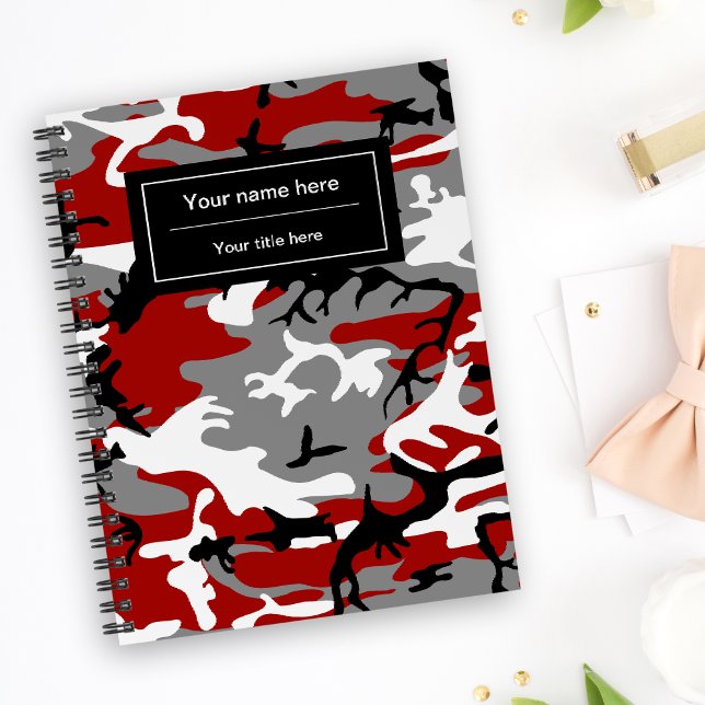 Carnet Camo rouge et gris, Camouflage, Militaire, Armée (Créateur téléchargé)