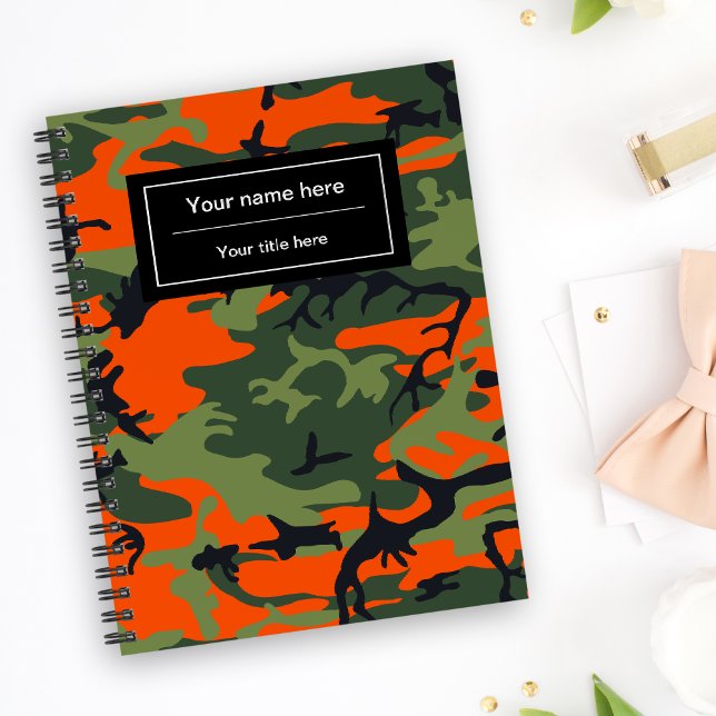 Carnet Camo Vert et Orange, Camouflage, Militaire, Armée (Créateur téléchargé)