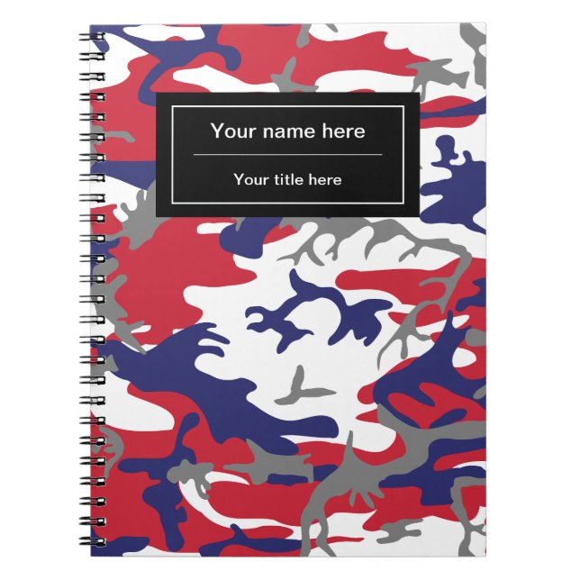Carnet Camouflage, Bleu Blanc Rouge Gris, Militaire, Armé (Devant)