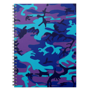 Carnet Camouflage bleu foncé et Motif violet