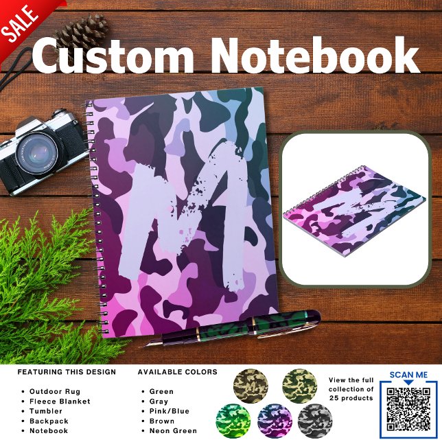 Carnet Camouflage Camping Pink Voyage personnalisé (Créateur téléchargé)