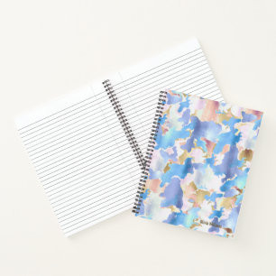 Carnet Camouflage Métallique Rose Bleu Or Abstrait