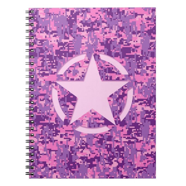 Carnet Camouflage numérique rose-chaud (Devant)
