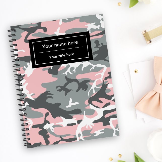 Carnet Camouflage rose et gris, Camouflage, Militaire, Ar (Créateur téléchargé)