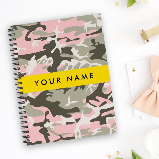 Carnet Camouflage rose et vert Votre nom Personnalisez (Créateur téléchargé)