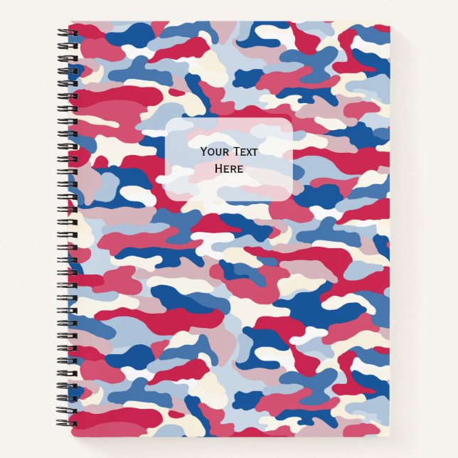 Carnet Camouflage rouge blanc et bleu (Devant)