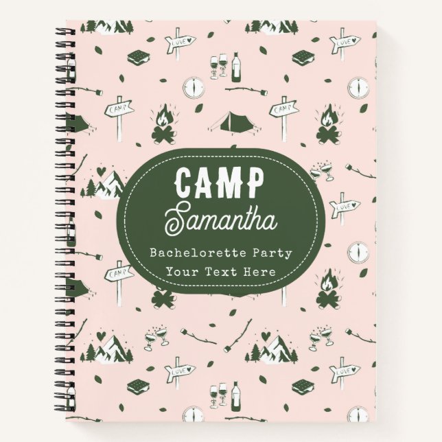 Carnet Camping Bachelorette Party Bach Weekend Pink Green (Devant)