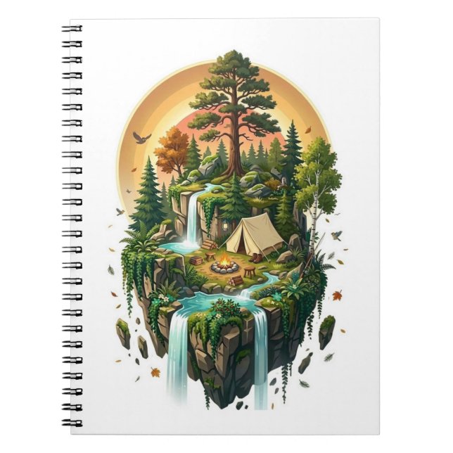 Carnet Camping sur une île flottante fantastique Forêt  (Devant)